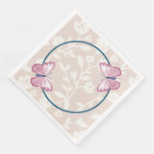 Serviette En Papier papillon bleu marine rose floral (Coin)