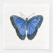 Serviette En Papier Papillon bleu Morpho aquarelle peinture (Devant)