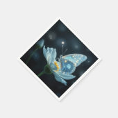 Serviette En Papier Papillon bleu sur une fleur de lune (Coin)