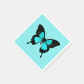 Serviette En Papier Papillon - bleu turquoise et noir (Coin)