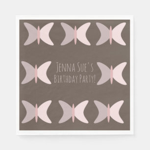 Serviette En Papier Papillon Bohème Pastel Rose Anniversaire