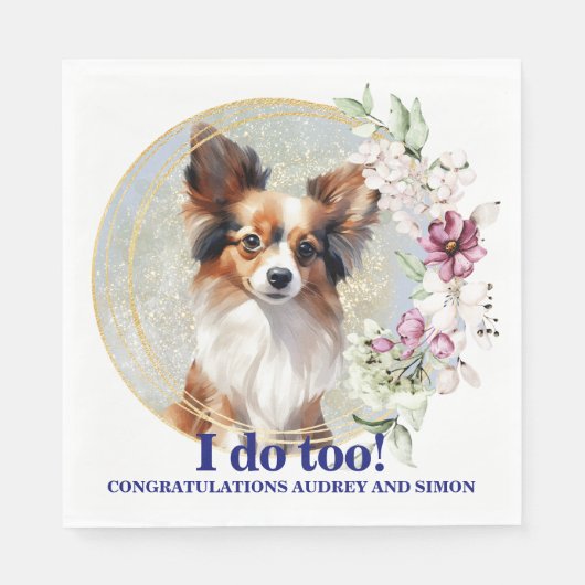 Serviette En Papier Papillon Chien Mariage Napkins Avec Chiens Photo (Devant)
