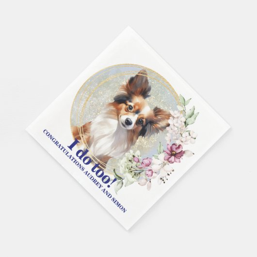 Serviette En Papier Papillon Chien Mariage Napkins Avec Chiens Photo (Coin)