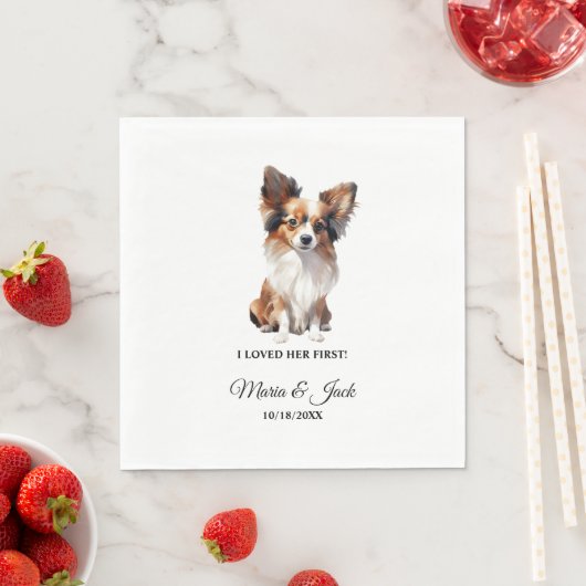 Serviette En Papier Papillon Chien Mariage Napkins avec photo (En situation)