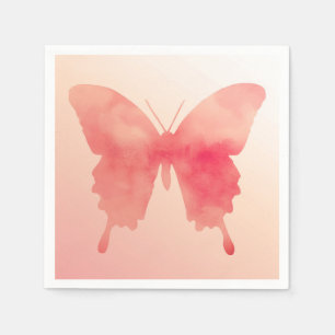 Serviette En Papier Papillon d'aquarelle - corail et pêche