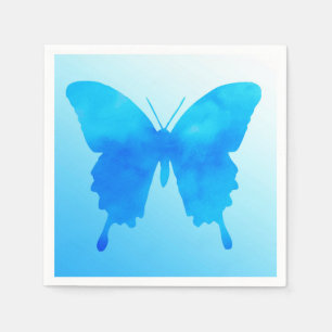 Serviette En Papier Papillon d'aquarelle - nuances de bleu de ciel