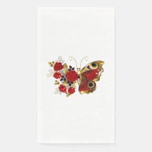 Serviette En Papier Papillon de fleurs rouges aux roses rouges