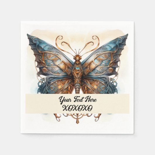 Serviette En Papier Papillon de la fête de Steampunk (Devant)