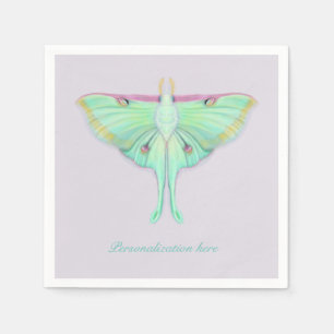 Serviette En Papier Papillon de lune avec personnalisation sur lavande
