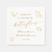 Serviette En Papier Papillon de Noces en Or Blanc (Devant)