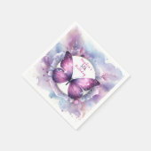 Serviette En Papier Papillon de Parties scintillant violet - Anniversa (Coin)