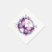 Serviette En Papier Papillon de Parties scintillant violet - Anniversa (Coin)