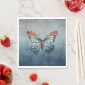 Serviette En Papier Papillon de texture gris bleu (En situation)