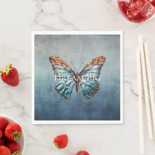 Serviette En Papier Papillon de texture gris bleu (En situation)