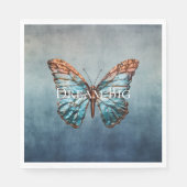 Serviette En Papier Papillon de texture gris bleu (Devant)