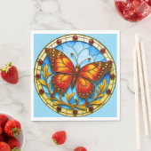 Serviette En Papier Papillon de vitrail (En situation)