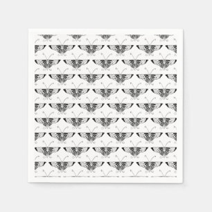 Serviette En Papier Papillon déco stylisé - blanc et noir