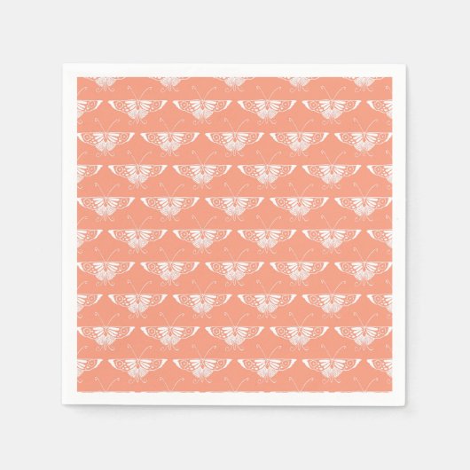 Serviette En Papier Papillon Deco stylisé - corail orange (Devant)