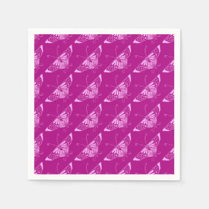 Serviette En Papier Papillon Deco stylisé - magenta et rose