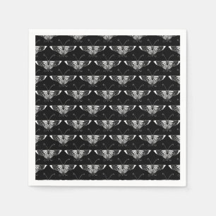Serviette En Papier Papillon déco stylisé - noir et blanc