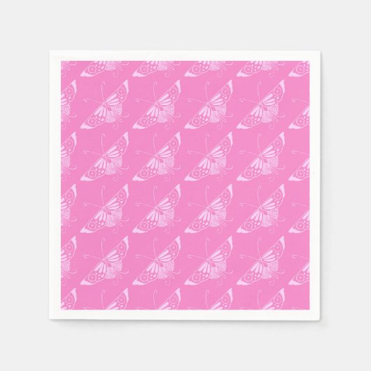Serviette En Papier Papillon déco stylisé - orchidée rose (Devant)