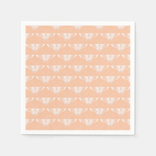 Serviette En Papier Papillon Deco stylisé - pêche douce (Devant)