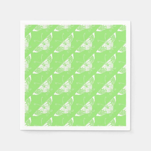 Serviette En Papier Papillon déco stylisé - vert citron (Devant)