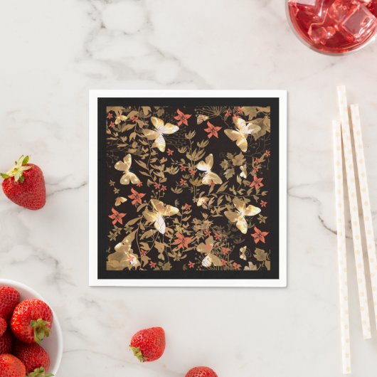 Serviette En Papier Papillon d'or (En situation)