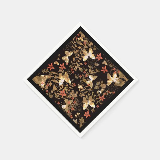 Serviette En Papier Papillon d'or (Coin)