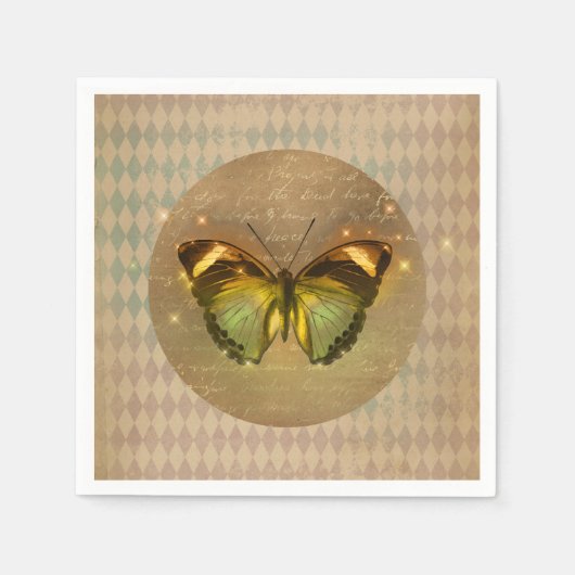 Serviette En Papier Papillon enchâssé vintage (Devant)