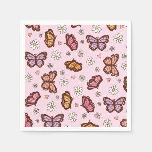 Serviette En Papier Papillon et fleurs motif sans couture