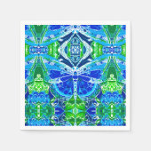 Serviette En Papier Papillon et Médaillon Motif en bleu (Devant)