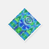 Serviette En Papier Papillon et Médaillon Motif en bleu (Coin)