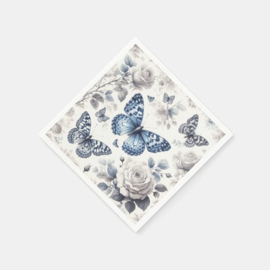 Serviette En Papier Papillon et rose (Coin)