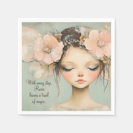 Serviette En Papier Papillon Fairy Whimsical Ailes sur mesure (Devant)