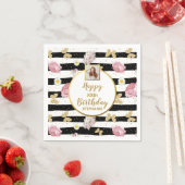 Serviette En Papier Papillon Floral Anniversaire Personnalisé avec Pho (En situation)