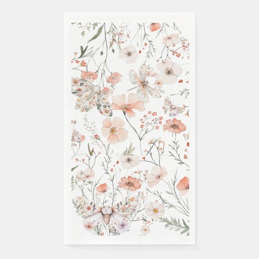 Serviette En Papier Papillon floral Fleur sauvage Boho (Devant)