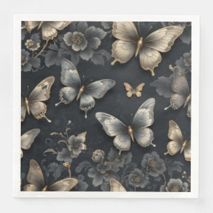 Serviette en papier Papillon Floral Foncé