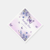 Serviette En Papier Papillon floral violet Baby shower de fille servie (Coin)