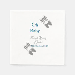 Serviette En Papier Papillon gris bleu baby shower oh bébé moderne tex
