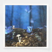 Serviette En Papier Papillon indigo et forêt de champignons (Devant)
