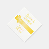 Serviette En Papier Papillon jaune mariage (Coin)