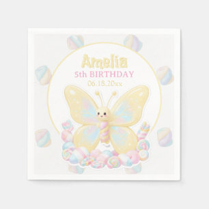 Serviette En Papier Papillon Jaune Marshmallow Anniversaire Enfants