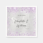 Serviette En Papier papillon mariage violet scintillant (Devant)