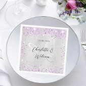 Serviette En Papier papillon mariage violet scintillant