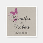 Serviette En Papier Papillon mauve Mariage Napkin (Devant)