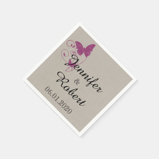 Serviette En Papier Papillon mauve Mariage Napkin (Coin)