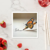 Serviette En Papier Papillon Monarque Avec Texte Croire (En situation)