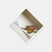 Serviette En Papier Papillon Monarque Avec Texte Croire (Coin)