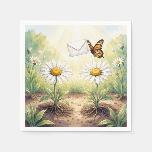 Serviette En Papier Papillon monarque livrant du courrier (Devant)